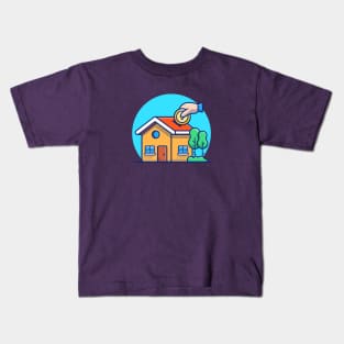 House With Hand And Gold Coin Cartoon Kids T-Shirt